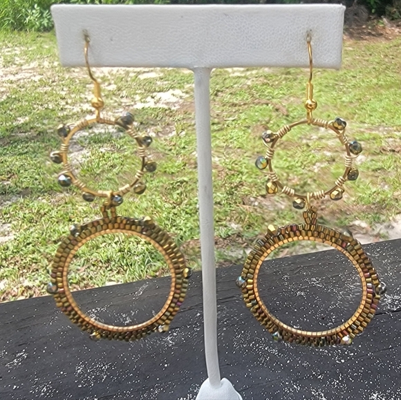Hand Crafted Jewelry - #2 HAND CRAFTED Earrings handcrafted handmade beaded hoop gold statement classic